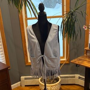 Light Blue Fringe Vest